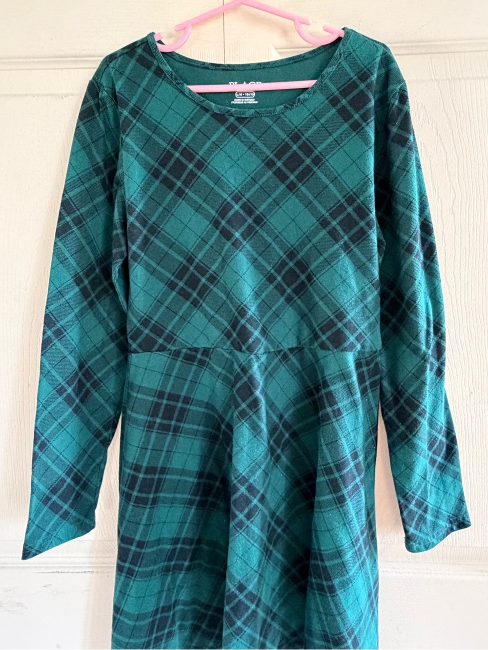 Children’s Place Green Plaid Dress Size L 10/12